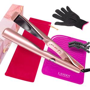 LANDOT New 3in1 Hair Curler Straightener Waver with Negative Ions Fast styling tool with ceramic plates and LED display,Curling and straightening iron for all hair types,Ideal for everyday looks, travel, and events
