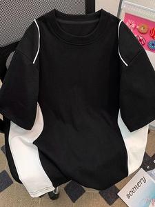 Men's Plain Contrast Trim Short Sleeve Tee, Loose Casual Comfy Round Neck T-shirt for Summer, Fashion Men's Top for Daily Wear