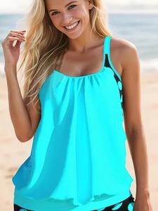 Women's Polka Dot Print Tankini Set, Casual Sleeveless Top & Shorts Swimsuit Set, Ladies Swimwear for Beach Holiday Vacation