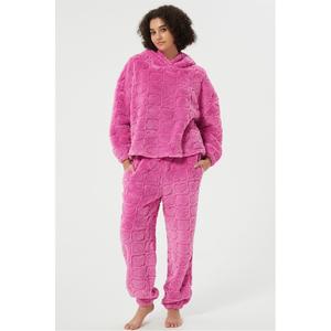 Linea Womens Heart Burnout Lounge Set Long Sleeve Pyjama