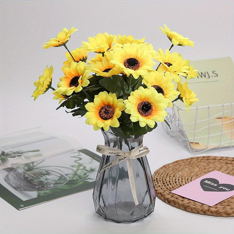 Product Introduction of 4 Bunches, Sunflower Artificial Bundles With Stems Bouquet Fake Plants UV Resistant Plastic Greenery Faux Outdoor Flower Plants No Fade For Garden Porch Window Box Decorating Decorative Fruit 5
