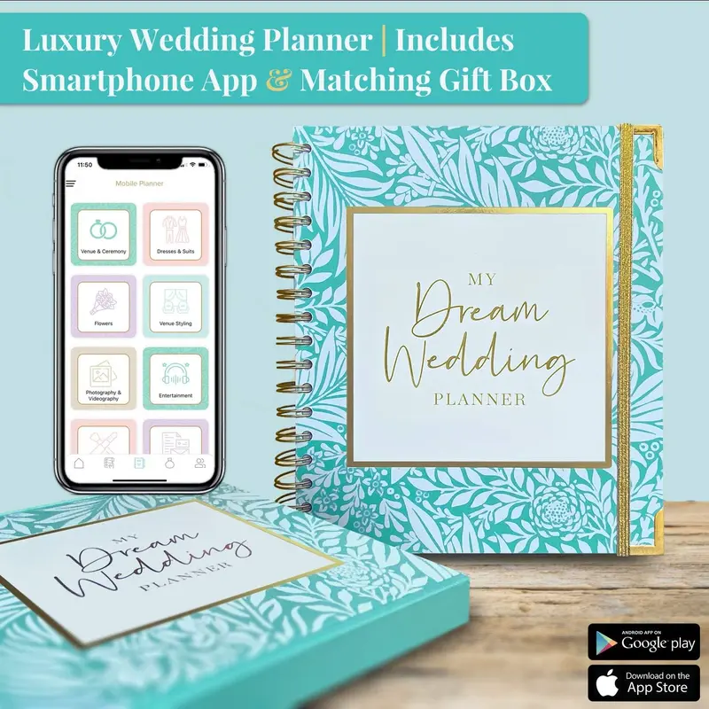 Award Winning Luxury UK Wedding Planner Engagement Gift for Brides and Grooms. A Beautiful Complete Organiser Diary with Matching Gift Box and Complementary Smartphone App 3