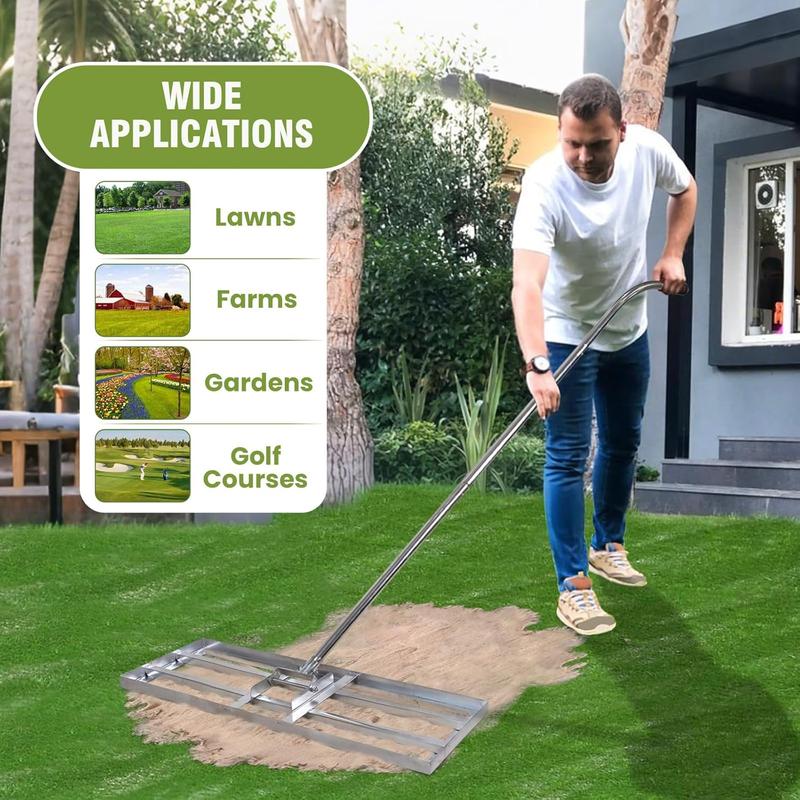 Lawn Leveling Rake, 7FT, 28 X 10IN Heavy Duty Effort Saving Levelawn Tool, Stainless Steel Handle Lawn Leveler for Courtyard Garden Golf Course, Ease Level Lawn Surfaces 1