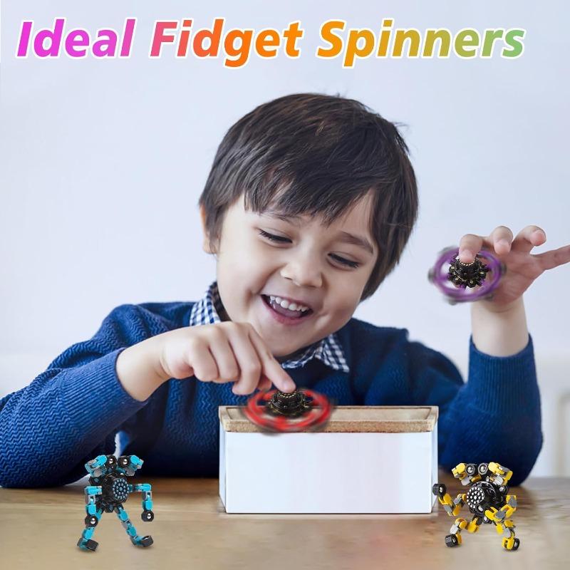 Easter Basket Stuffers Transformable Fidget Spinners 4 Pcs for Kids and Adults Stress Relief Sensory Toys for Boys and Girls Fingertip Gyros for Party Favors Stocking Stuffers Bulk for Kids 2