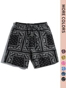 Men's Ethnic Pattern Pocket Drawstring Shorts, Regular Fit Summer Clothes, Stylish Paisley Print Elastic Waist Swim Trunks, Beach Shorts, Casual Mens Tracksuit, Menswear Spring Summer Clothing, Summer Swim Bottoms, Swimmingtrunks