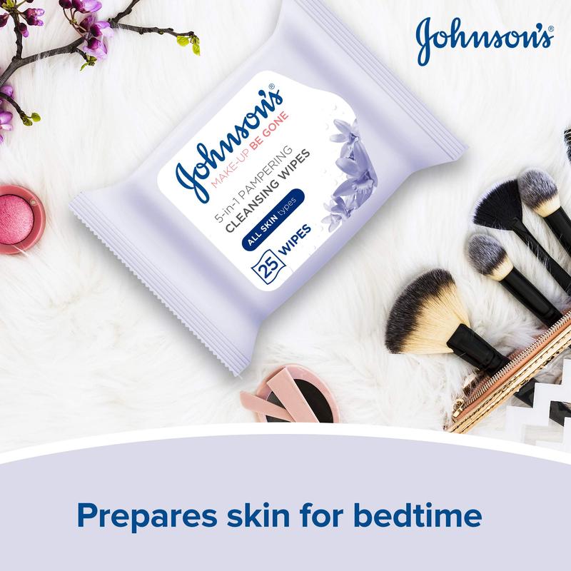 Johnson's Face Care Makeup Be Gone Pampering Wipes (6 x Packs of 25) 6