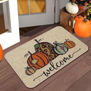 Thanksgiving Pumpkin Pattern Welcome Door Mat, 1 Count Soft Non-slip Floor Rugs, Decorative Carpet for Home Kitchen & Living Room, Gifts for Boyfriend, Halloween Home Decor, Halloween Decorations, Autumn Home Decor,  Large Living Room Rugs