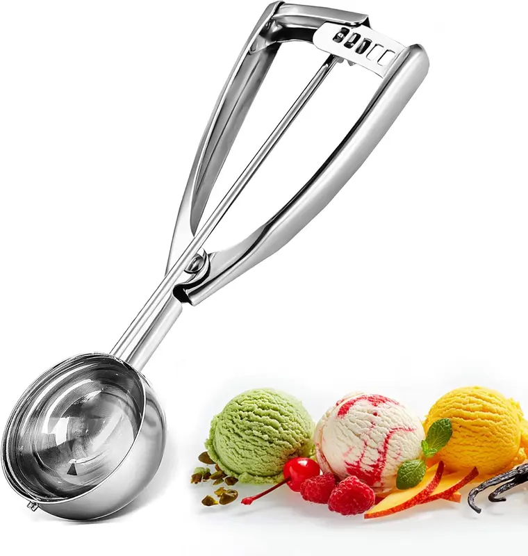 Ice Cream Scoops with Easy Trigger - Large Sized (6.3cm) 304 Stainless Steel Cookie Scoop for Meatballs, Mellon Balls, Mashed Potatoes and Muffins 7