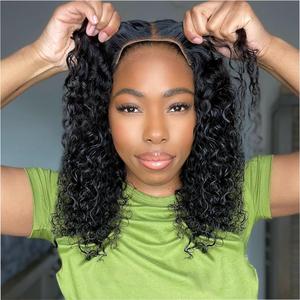 Bling Hair Deep Short Wig Human Hair Deep Wave 180% Density 9x6 Glueless Lace  Wigs Human Hair For Black Women Wear And Go Glueless Curly Wig Black Color