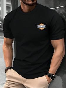 Men's Letter Print Round Neck Tee, Loose Casual Short Sleeve Crew Neck T-Shirt for Summer, Fashion Men's Top for Daily Wear, Tropical