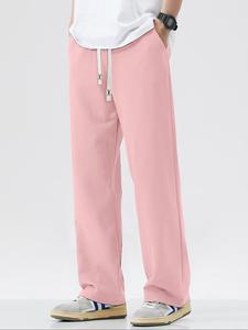 Men's Solid Color Straight Leg Pants, Casual Comfy Loose Trousers for Spring & Fall, Men's Bottoms for Daily Wear