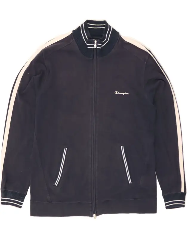 Pre-Owned Vintage CHAMPION Mens Tracksuit Top Jacket Large Navy Blue Colourblock Cotton 1