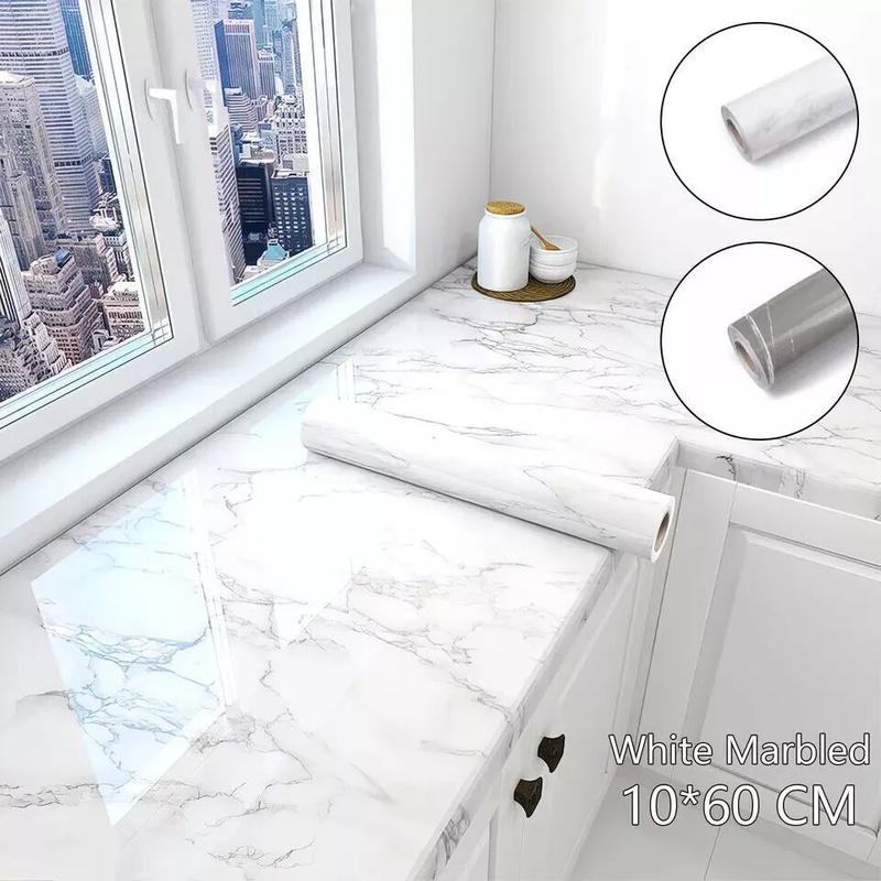 Product Introduction of 10m Adhesive Kitchen Worktop Covering Vinyl Wrap Cupboard Door Marble Stickers 3