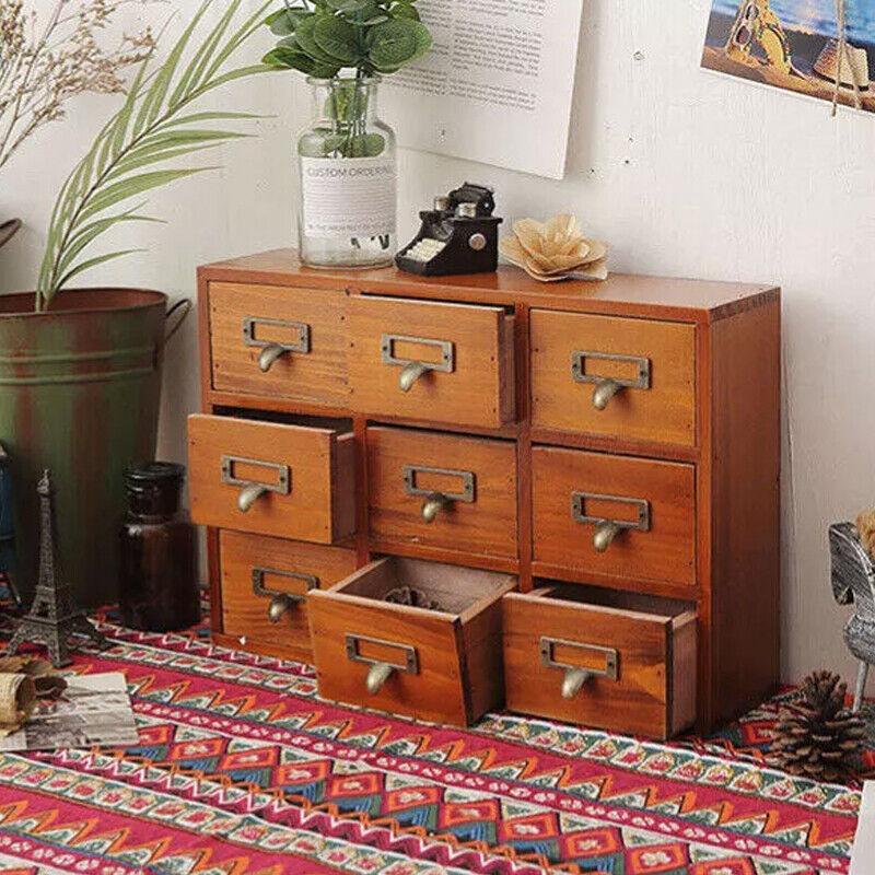Desktop Small Wooden Chest of Drawers Storage Unit Cabinet Shelves Organiser Box 5