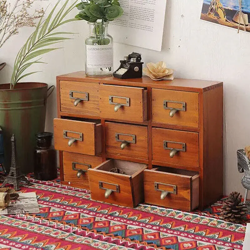 Desktop Small Wooden Chest of Drawers Storage Unit Cabinet Shelves Organiser Box 5