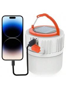 Solar Camping Lantern - Portable Rechargeable LED Light with USB Phone Charger, Waterproof for Outdoor, Emergency, Hiking, Tent (Foldable Design)