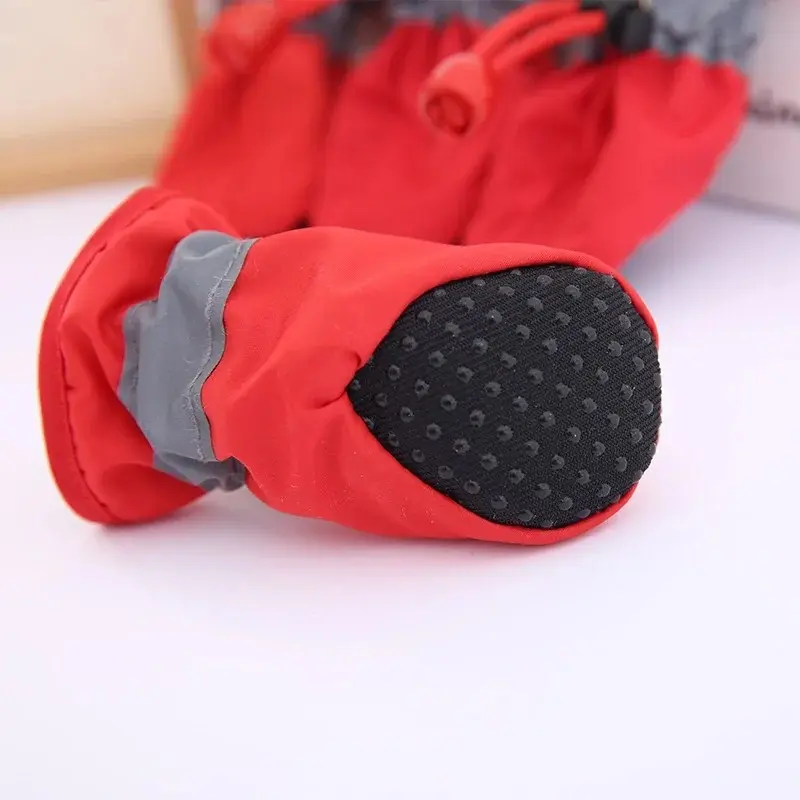 4pcs/set Waterproof Pet Dog Shoes Anti-slip Rain Boots Footwear for Small Cats Dogs Puppy Dog Pet Booties Pet Paw Accessories 3