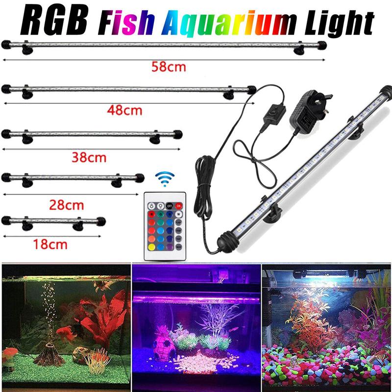 Submersible aquarium light fish tank light LED multi-color RGB waterproof fish tank light underwater crystal glass light 3-layer waterproof remote control brightening light 6