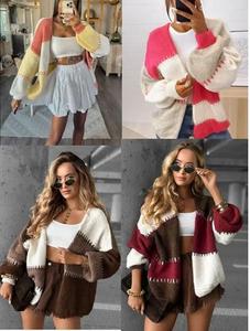 Findfashion Women's Casual Wear Comfortable Long Sleeve Block Knitted Short Cardigan For Ladies One Size Fits UK 8-14