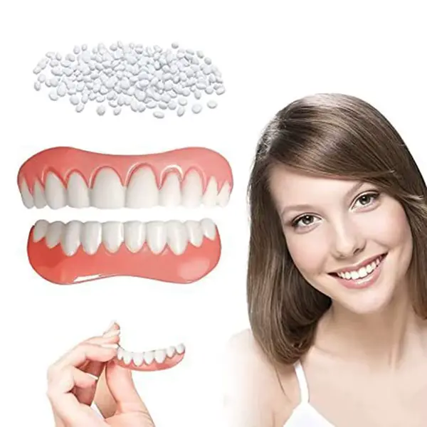Comfortable Silicone False Teeth with Denture Adhesive for Natural Look