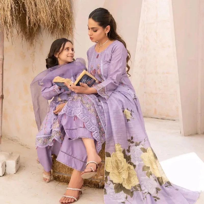 Khadija,s collection cotton stuff three pieces fully embroidered 5