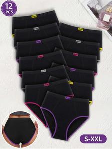 Women's Colorblock & Letter Accent Briefs, Casual Breathable Knickers for Women, All Day Wear Panties, Versatile Women's Underwear for Travel & Active Seasons.