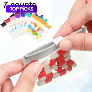 Clear Zipper Pill Storage Bag, 7 Counts/set Reusable Pill Organizer, Portable Pill Storage Bag for Travel, Home Organizer for Pill & Small Item