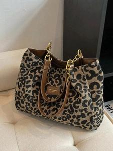 Women's Fashion Leopard Print Tote Bag, Large Capacity Shoulder Bag for Daily Used, Casual Trendy Versatile High-quality Daily Elegant Commuter Bag, Girl Fashionable Ladies Purse, Beige Fashion Purses
