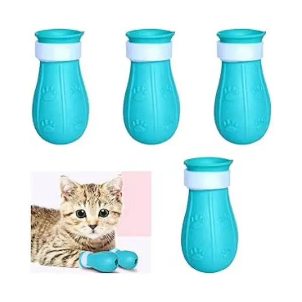 4 Pcs Cat Anti-Scratch Boots Adjustable Cat Paw Protector Foot Covers Cat Claw Protection Shoes for Home Bathing Shaving Cat Paw Protector 0