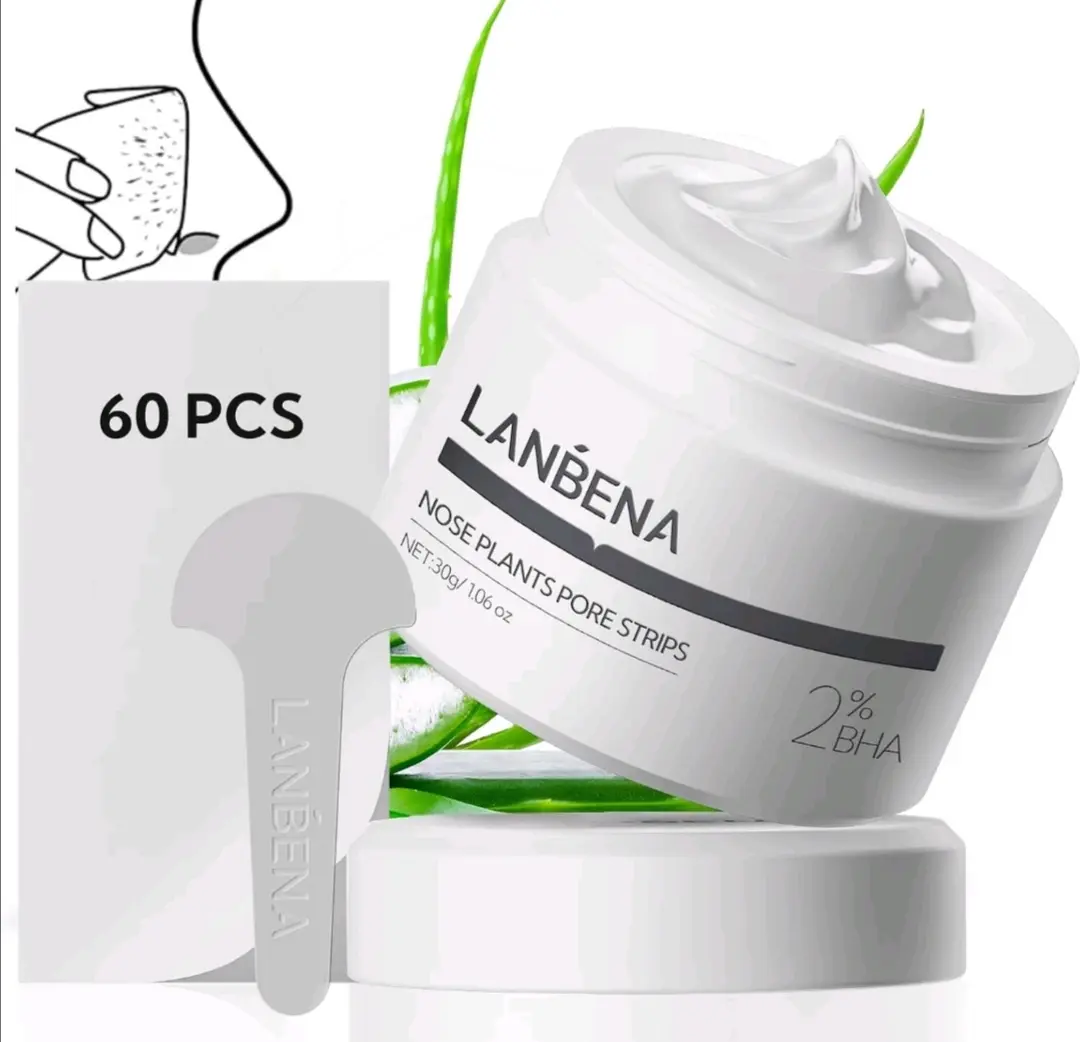LANBENA Nose Plants Pore Strips | 60 Sheets + Spatula | Deep Cleansing & Smooth Skin Care | Gentle Daily Use for All Skin Types