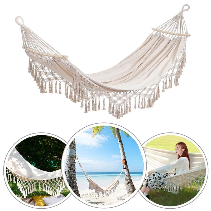 Lifeideas Camping Hanging Canvas Hammock with Balance Spread Bar 1