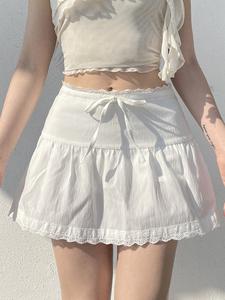 Women's Plain Eyelet Embroidery Scallop Trim Skirt, Casual Fashion Skirt for Summer, Women's Bottoms for Daily Wear