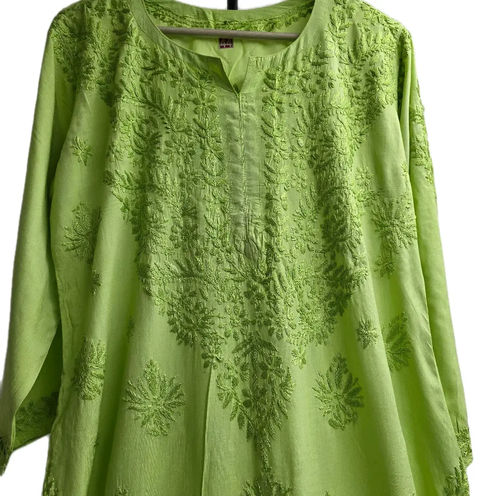 hand embroidered solid colours 2pc Womenswear soft linen fabric