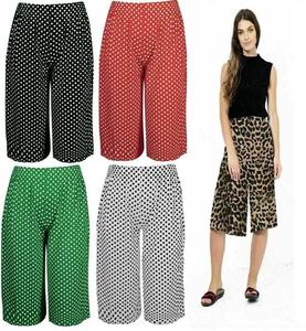 Findfashion Women's Elasticated Stretch Print Wide Leg Plazzo Culottes 3/4 Shorts For Ladies