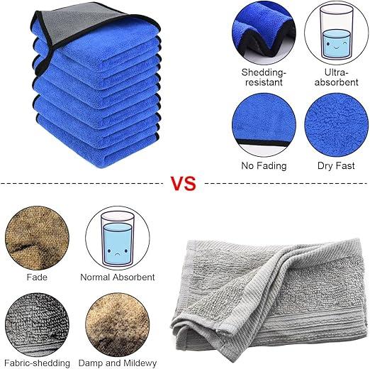Product Introduction of 6 Pack Microfibre Cleaning Cloths, Two-layer Thickened Towels for Household and Car Washing, 40x30cm 2