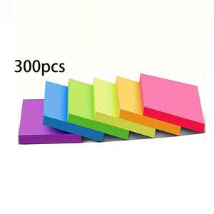 1pcs 300-Piece Fluorescent Sticky Notes - Vibrant Colors, Perfect For Students & Office Use