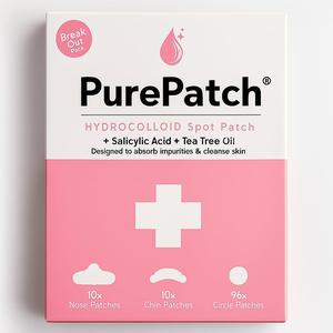 PurePatch Hydrocolloid Spot Patches Variety Pack - 96 Spot,10 Chin, 10 Nose Patches - Designed To absorb impurities & Cleanse Skin Acne Skincare Tea Tree Redness Salicylic Salicylic Acid