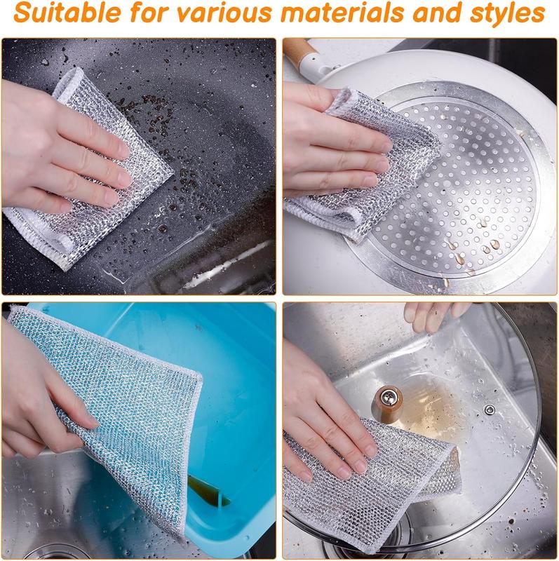 20 PCS Multipurpose Wire Dish Towels for Wet and Dry Cleaning, Reusable Kitchen Cleaning Cloths 3