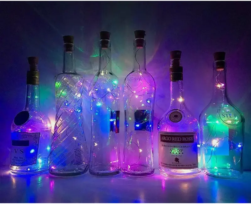 6PCS Copper Bottle String Lights Light 20 LED 2M Fairy Wine Cork Shaped 4