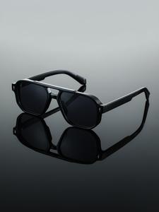Men's Vintage Aviator Frame Sunglasses, Trendy Casual Sunglasses for Everyday Use, Fashion Cool Accessories for Outdoor Activities, Trendy Sporty Sunglasses  for Men