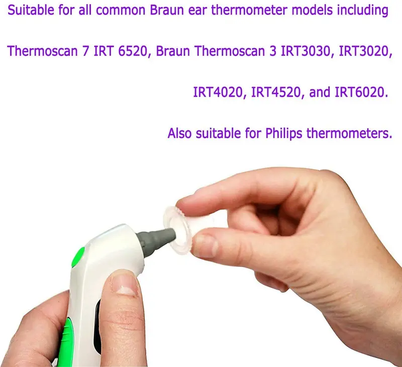 200 Counts Ear Thermometer Probe Covers/Refill Caps/Lens Filters for All Braun ThermoScan Models and Other Types of Digital Thermometers Disposable Covers 2