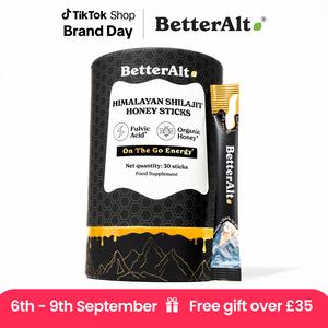 BetterAlt GOLD+ Shilajit Honey Sticks | Lab-Tested for Purity | 30 Honey Packs | Natural Energy Supplement with Fulvic Acid