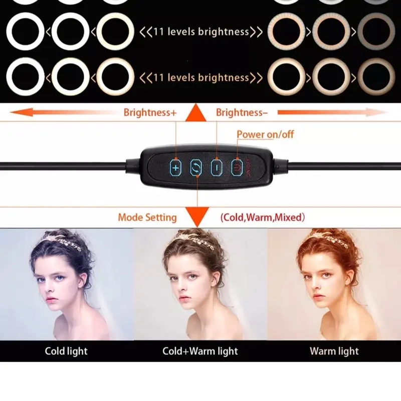 10" LED Ring Light with Tripod Stand and Phone Mount for YouTube Makeup Video Live - Cellphone, Selfie 2