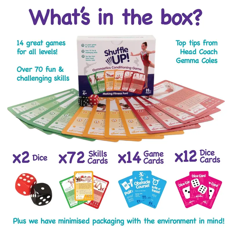 Shuffle Up Gymnastics Games - Family Games for Kids with 70+ Fun, Active Workout Cards, Learn Gymnastics Skills Exciting & Fun Card Games Gifts For Girls & Boys 2