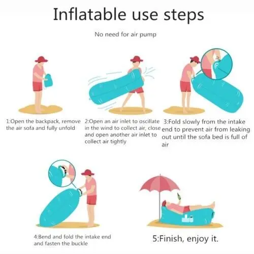 Lazy Outdoor Inflatable Sofa Air Bed Lounger Sofa Sack Hangout Camping Beach Bag 1