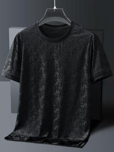 Men's All Over Geometric Pattern Round Neck Tee, Streetwear Regular Fit Casual Short Sleeve T-shirt for Summer, Apparel, Clothing, Men's Top for Daily Wear, Graphic Tees