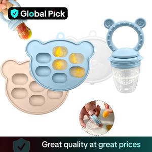 Cartoon Bear Design Pacifier Feeder & Food Freezer Tray, 1 Set Baby Fruit & Vegetable Feeder, Baby Soothing Teether, Newborn Teether, Infant Food Feeder, Babies Food Feeder, Kids Food Feeder, Feeding