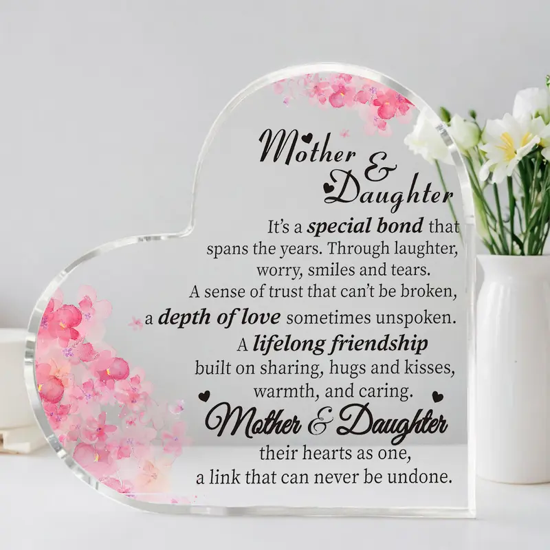 1pc Mum Gifts | Thank You Gifts for Mum from Daughter Son | Acrylic Plaque with Touching Words | Living Room Desk Ornaments | Personalised Birthday Gifts Presents for Her Mum Bonus Mum Mother in Law | Home Deco Rack Console Table Decor Centerpiece Statue 5