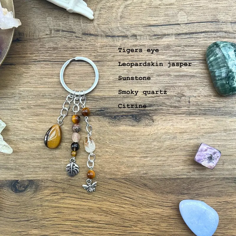 Small Crystal Teardrop Handmade Keyrings - 5 Options to Choose From - Rose Quartz - Clear Quartz - Amethyst - Carnelian - Tigers Eye 3