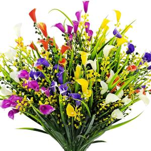 Artificial Calla Lily Bouquet, 10 Bundles Colorful Fake Flower, Faux Plant for Home Garden Party Wedding Anniversary Decor